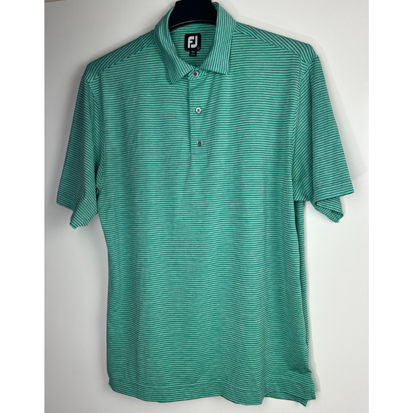 FOOTJOY FJ Golf Polo Shirt Striped Green Short Sleeve Athletic Men's Size Large - Picture 2 of 8